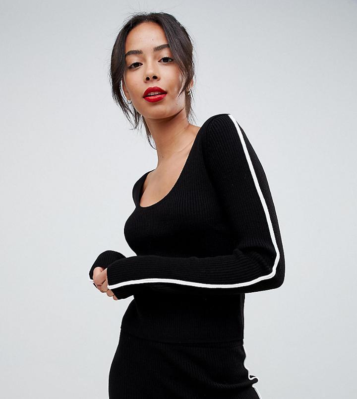 Asos Design Tall Two-piece Sweater In Rib Knit With Tipping - Multi