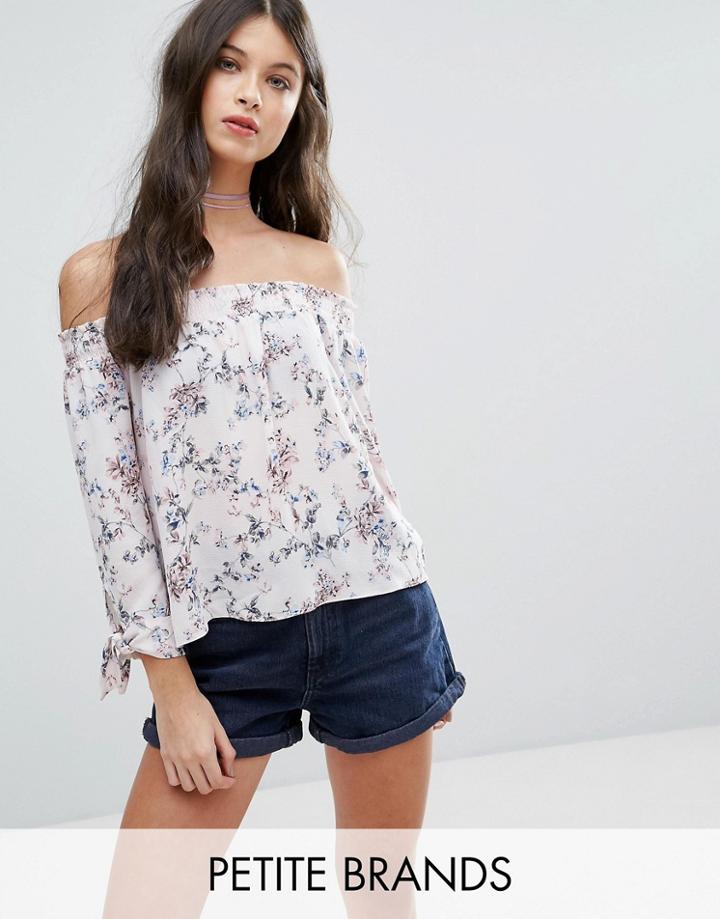 Miss Selfridge Petite Printed Bardot Woven Top - Multi