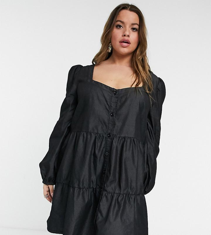 In The Style Plus X Jac Jossa Mini Smock Dress In Black