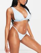 Peek & Beau Fuller Bust Exclusive Mix And Match Triangle Bikini Top In Baby Blue Scrunch