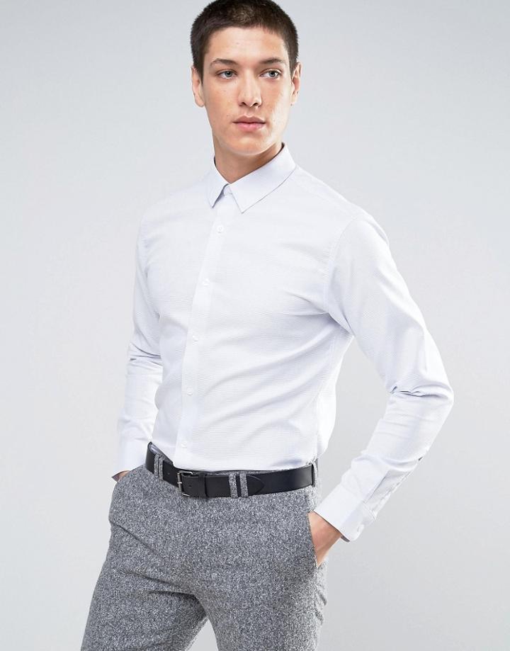 Selected Homme Slim Smart Shirt In Texture - Blue