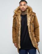 Sixth June Parka With Faux Fur Hood And Lining - Yellow