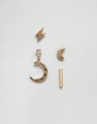 Monki Moon And Star Stud 2 Pack Earrings - Gold