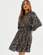 Y.a.s Zebra Print High Neck Dress-black