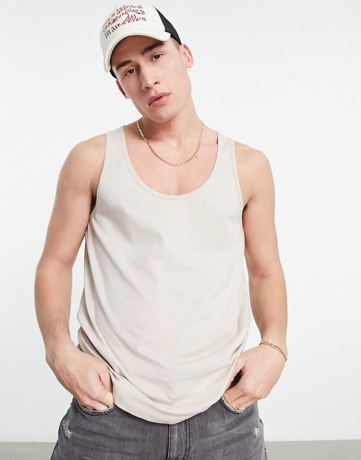 Asos Design Tank Top In Light Gray