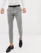 Asos Design Wedding Skinny Suit Pants In Gray Cross Hatch - Beige
