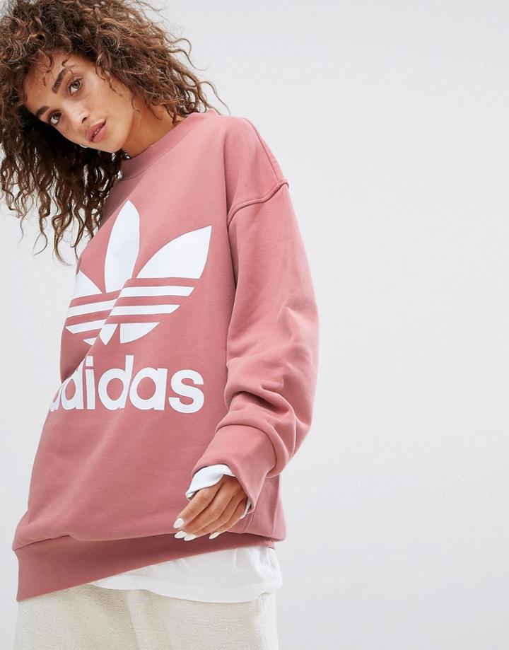 Adidas Originals Oversized Sweatshirt In Pink - Pink