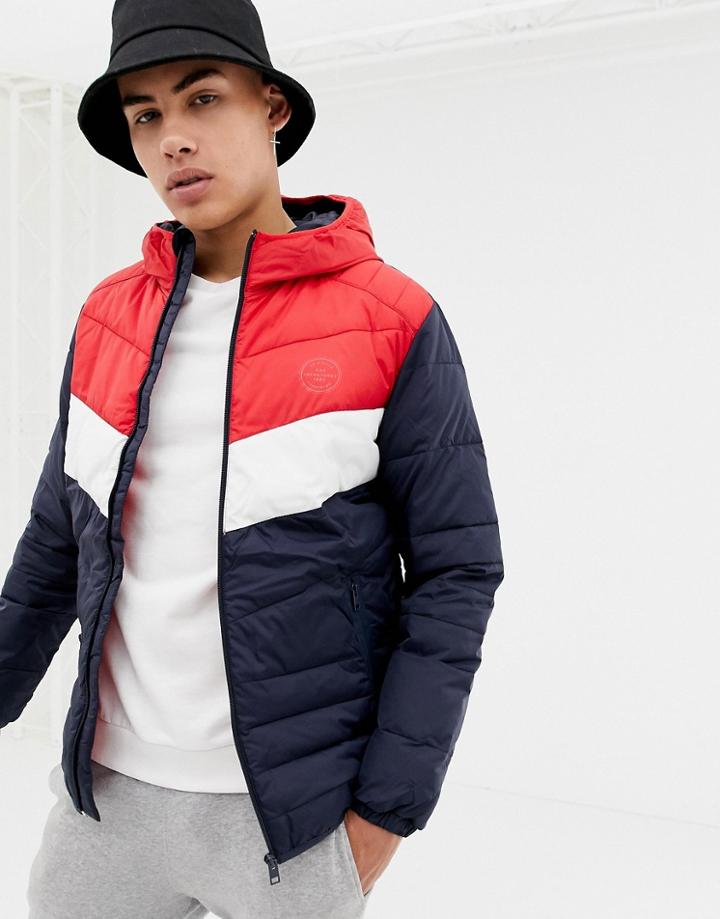 Jack & Jones Originals Hooded Puffer Jacket - Navy