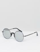 Jeepers Peepers Round Sunglasses With Silver Lens - Black