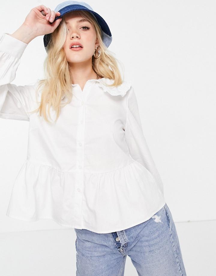 New Look Plain Collar Detail Shirt In White