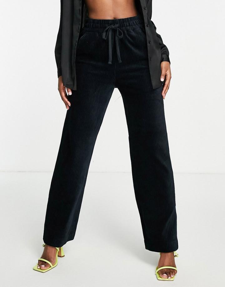 Whistles Maddie Wide Leg Cord Joggers In Deep Navy-black