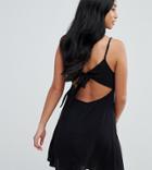 Asos Petite Crinkle Bow Back Mini Swing Sundress - Black