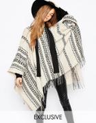 Stitch & Pieces Stitch Detail Poncho - Cream
