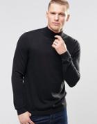Asos Turtleneck Sweater In Black Cotton - Black