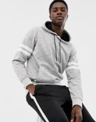 Jack & Jones Arm Striped Overhead Hooded Sweat In Light Gray