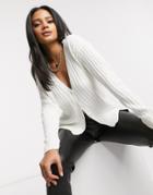 Unique21 Ribbed Cardigan In Buttermilk-yellow