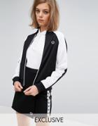Fred Perry Archive Retro Fitted Zip Jacket With Contrast Sleeve - Blac