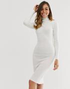 Brave Soul Juliet High Neck Sweater Dress-cream