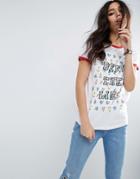 Asos T-shirt With Ditsy Floral & Deny The Lies Slogan - Multi