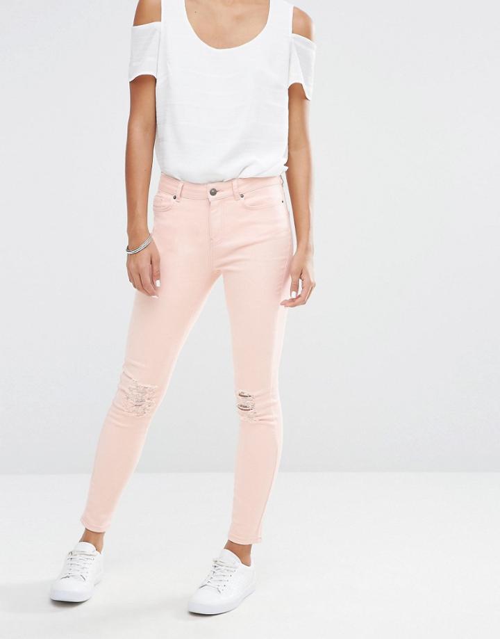 Vero Moda Busted Knee Skinny Jeans - Cream Tan