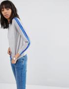 Asos Sweater With Zip Sleeve Detail - Gray