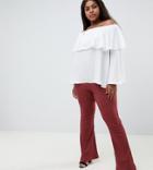 Asos Design Curve Flare Leggings In Rib - Brown