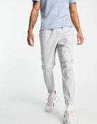 Asos Design Tapered Chino Joggers With Elasticized Waist In Gray-grey