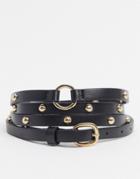 Asos Design Skinny Double Wrap Belt In Black