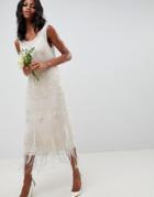 Asos Edition Embellished Midi Wedding Dress - Beige