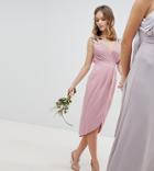 Tfnc Petite Wrap Embellished Midi Bridesmaid Dress - Pink