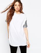 Asos T-shirt With Sequin Sleeve - White