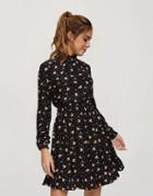 Miss Selfridge Fit And Flare Dress In Black Rose Print