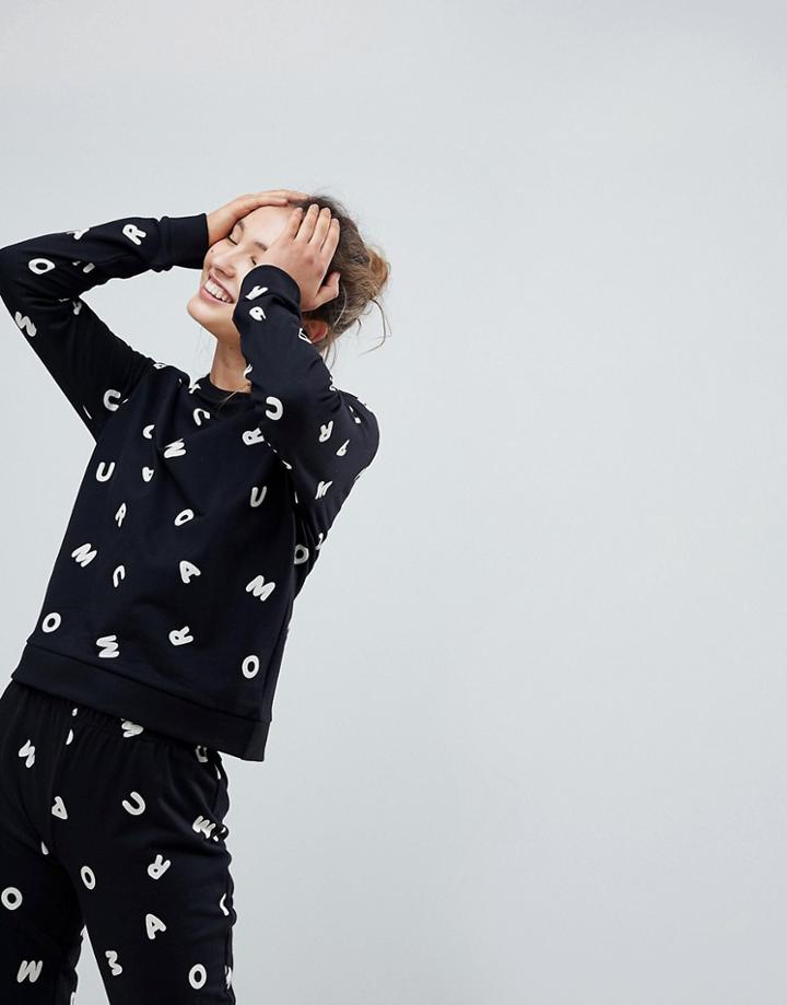 Asos Lounge Multi Letter Sweat - Black