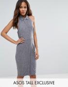 Asos Tall Shirt Collar Open Back Workwear Dress - Navy