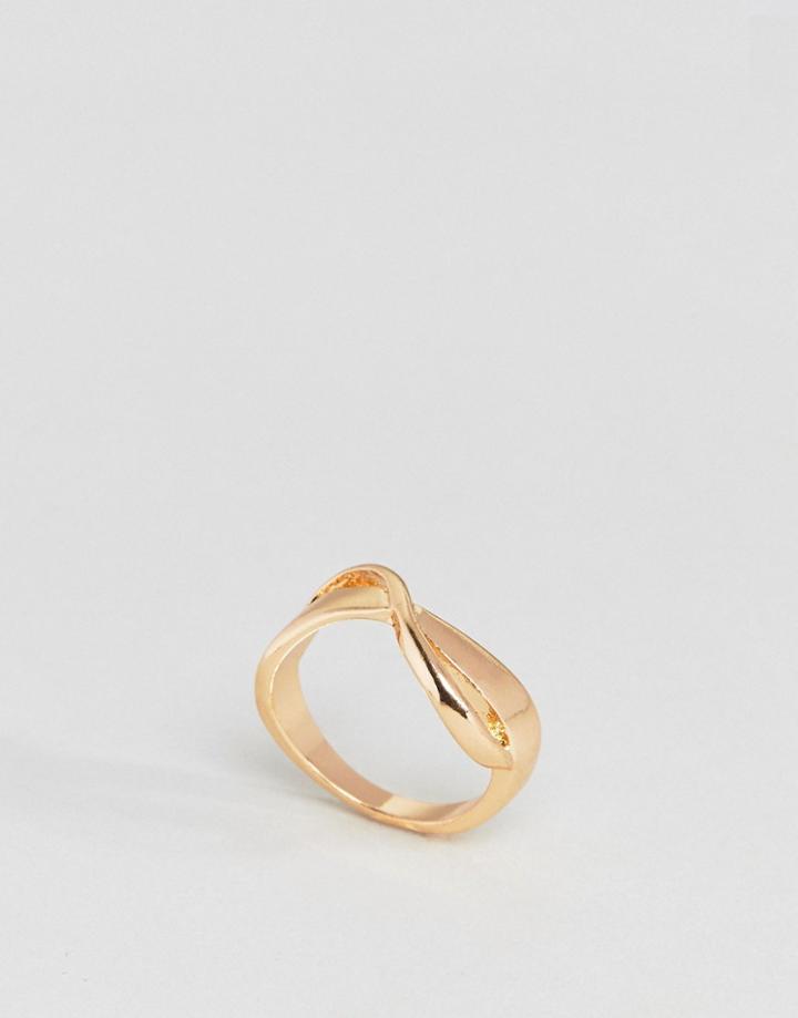 Asos Sleek Wave Twist Ring - Gold