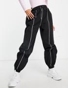 Missguided Oversized Sweatpants With Contrast Stitch Detail In Black