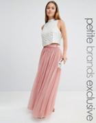True Decadence Petite All Over Tulle Full Maxi Skirt - Mink