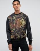 Versace Sweatshirt With Tiger Print - Black