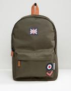 Lambretta Backpack Military With Badges In Khkai - Green