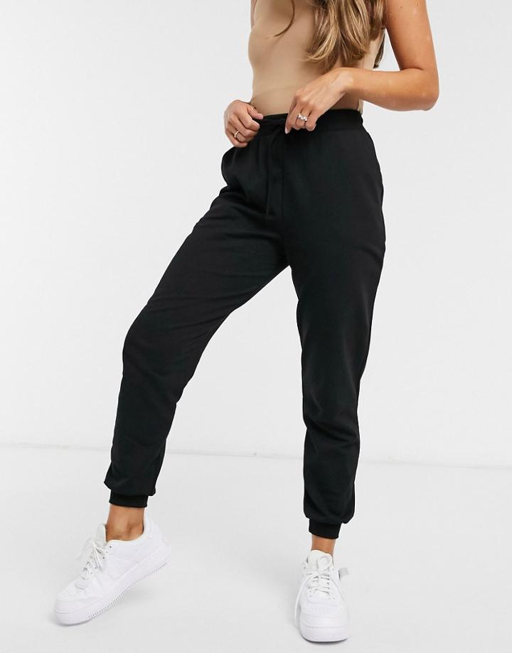 Asos Design Basic Sweatpants With Tie Waist In Organic Cotton-black