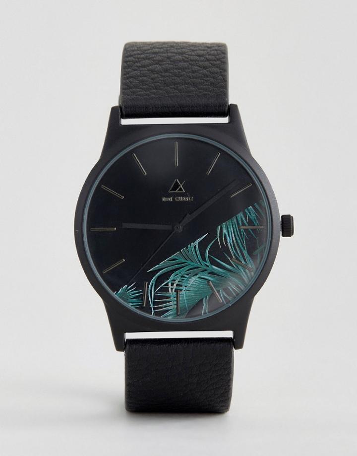 Asos Watch With Palm Print Face - Black