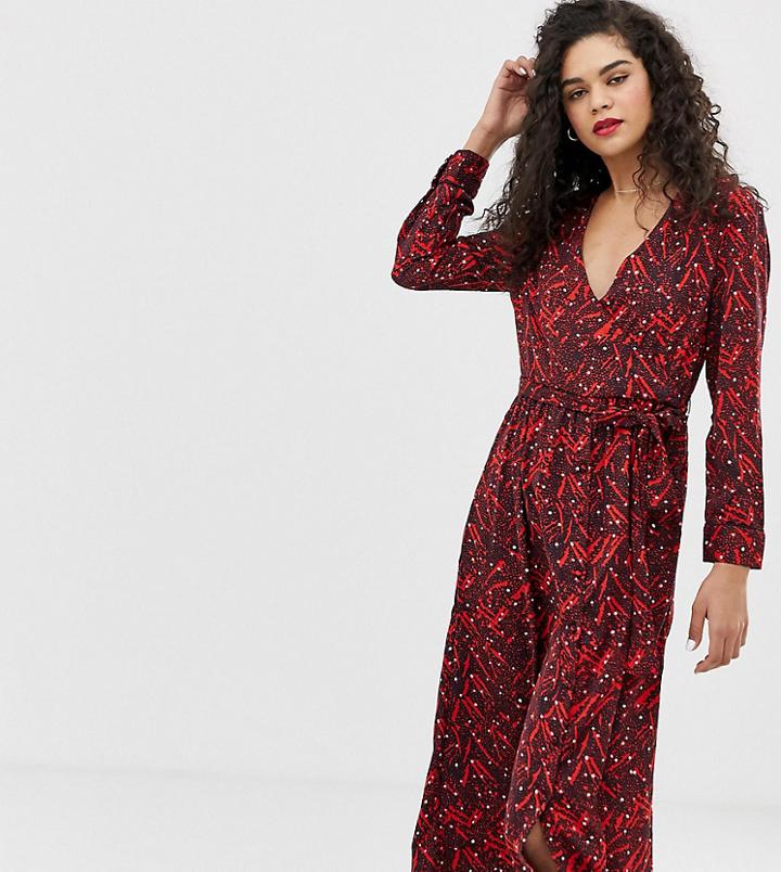 Vero Moda Tall Wrap Midi Dress-navy