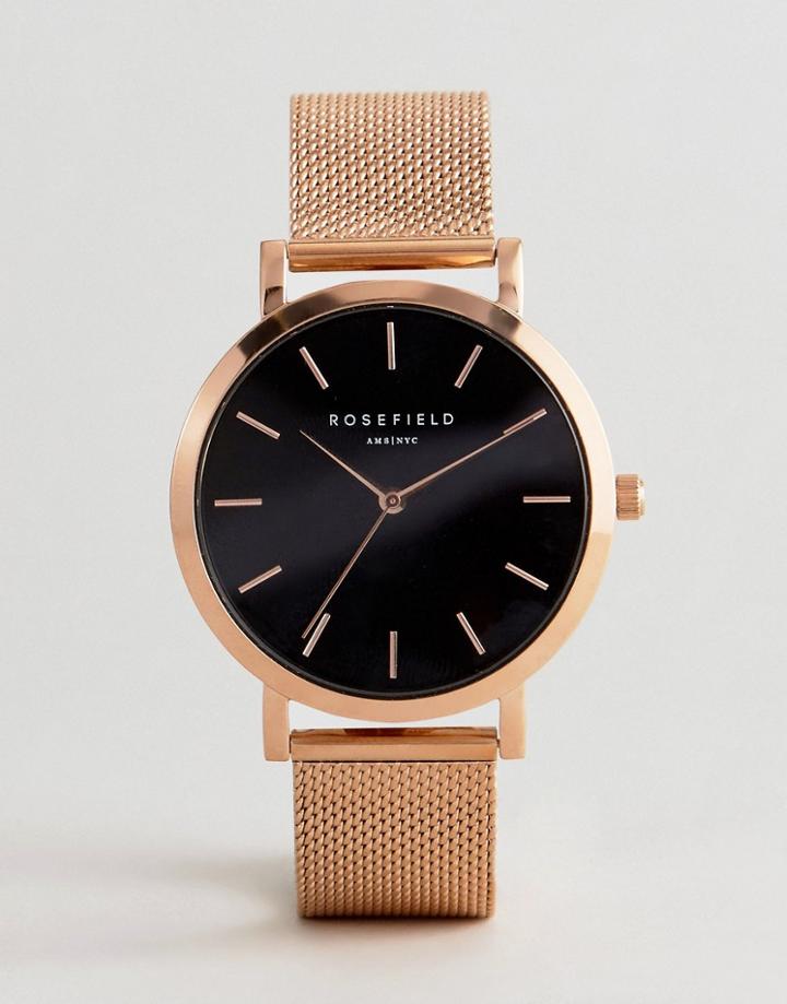 Rosefield Mercer Mesh Watch In Rose Gold - Gold