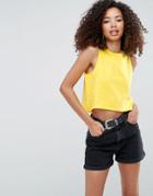 Asos Crop Swing Tank With High Neck - Yellow