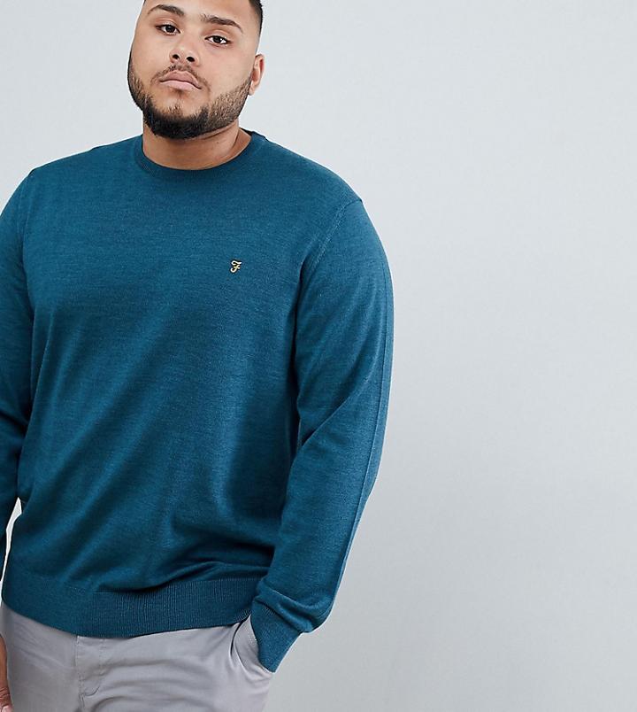 Farah Mullen Merino Wool Sweater In Green - Green
