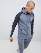 Gym King Muscle Hooded Sweat With Side Stripes In Gray - Gray