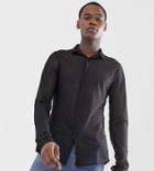 Asos Design Tall Slim Fit Mesh Shirt In Black - Black