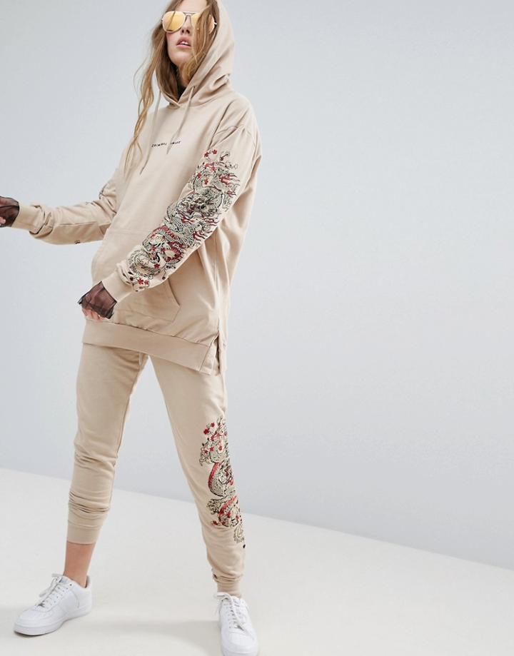 Criminal Damage Fire Joggers - Cream