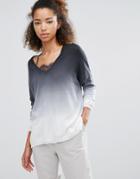 Subtle Luxury Dip Dye V-neck Sweater - Black