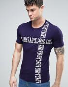 Love Moschino T-shirt In Blue With Text Print - Blue
